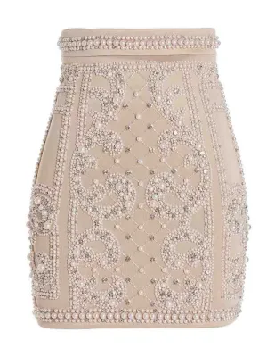 Balmain All-Over Embellished Mini Skirt