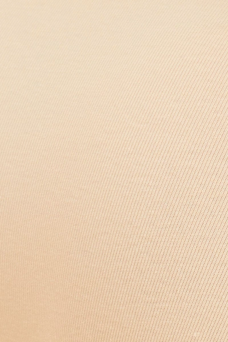 Beige High Waisted Bikini Brief Cotton Stretch