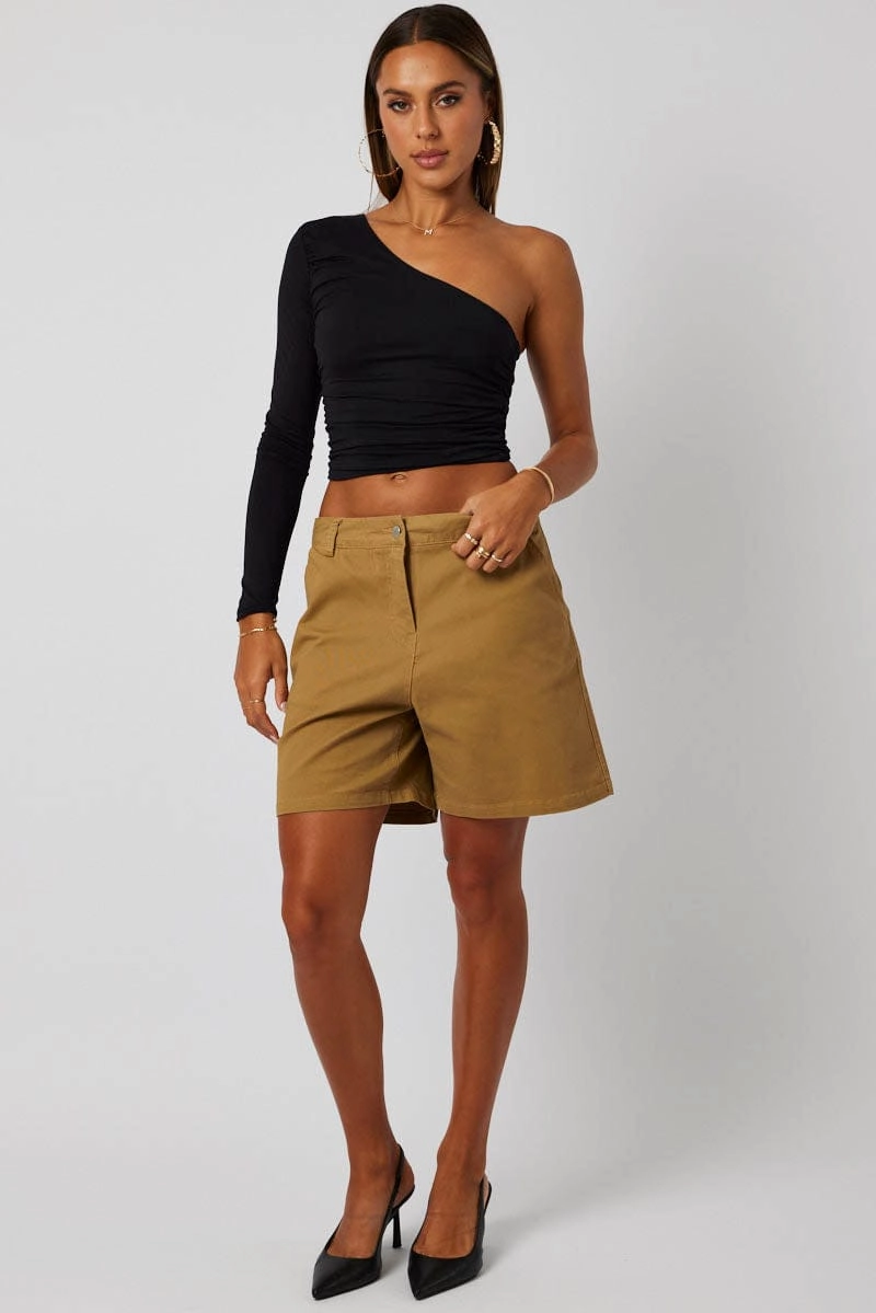 Beige Longline Short