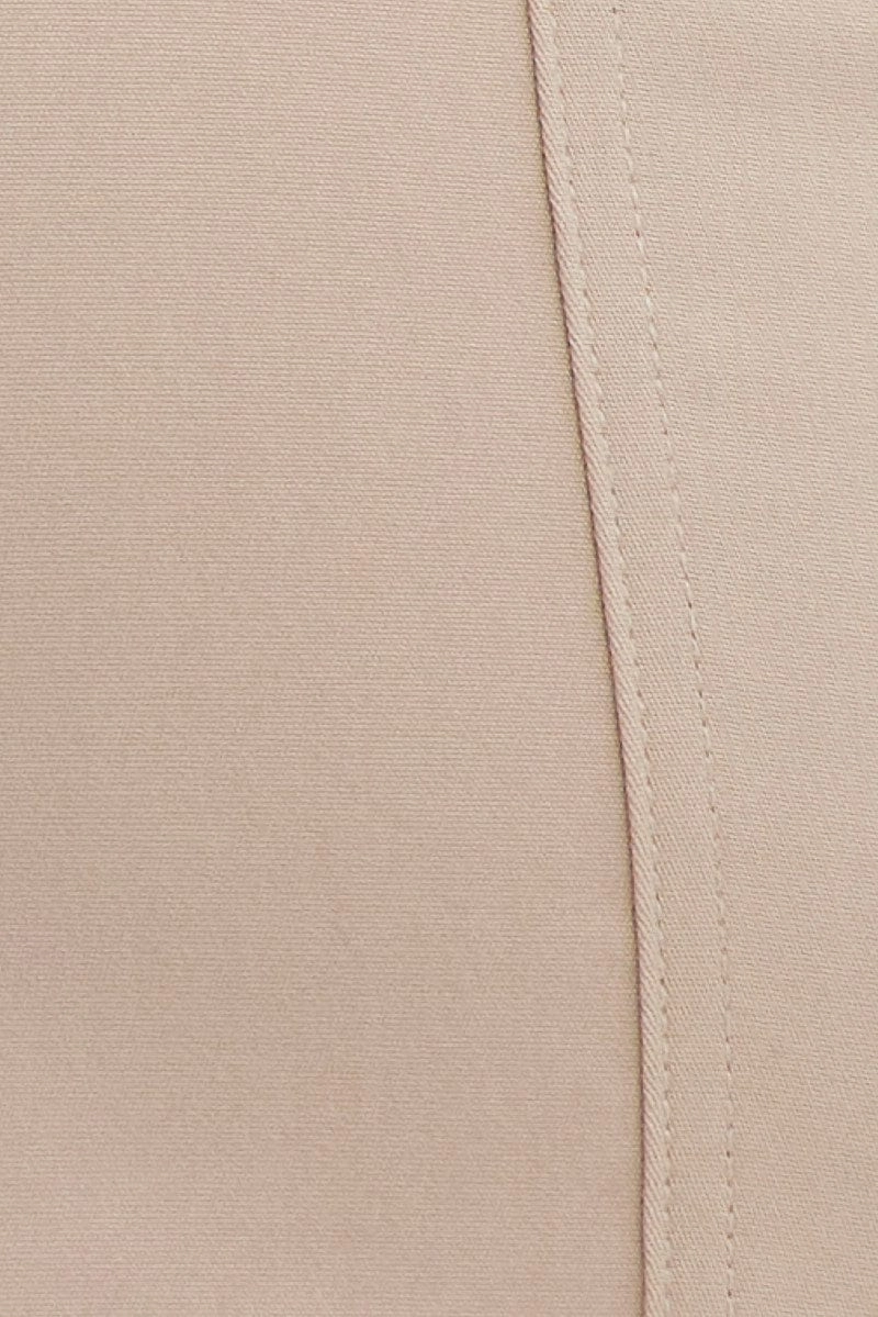 Beige Mini Skirt Mid Rise