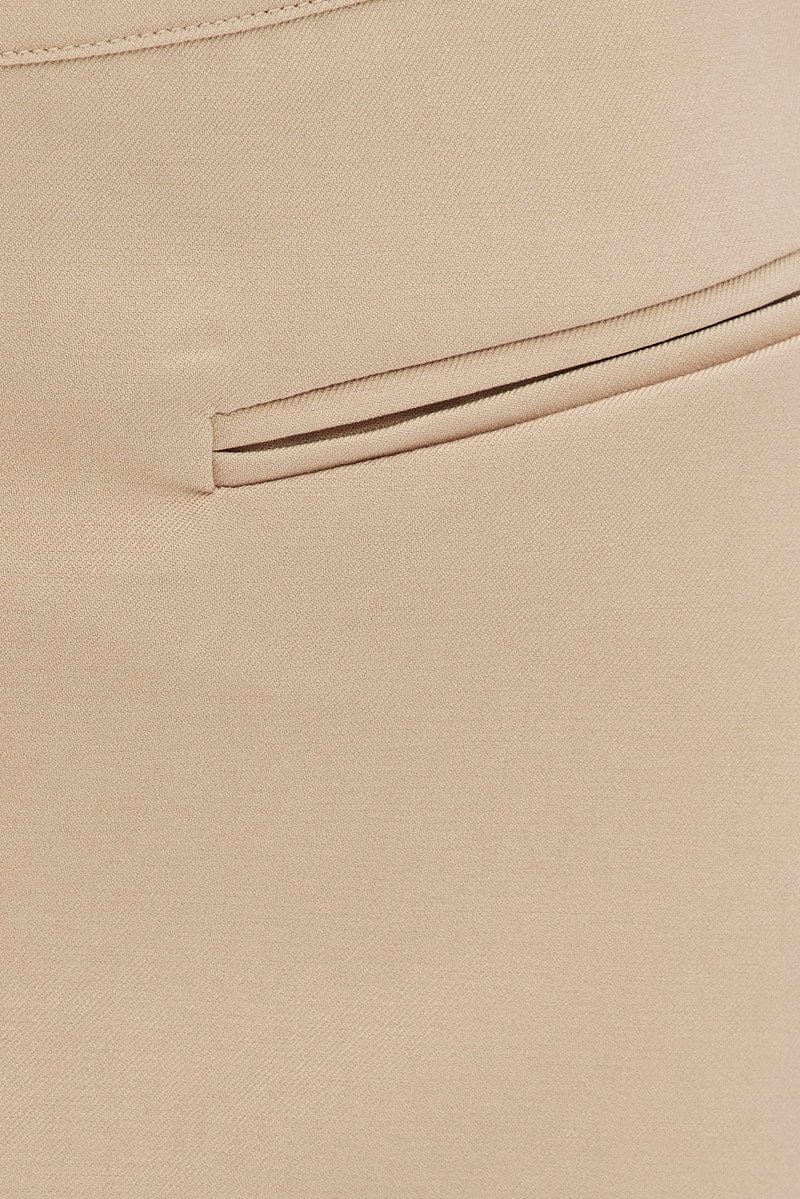 Beige Mini Skirt Mid Rise
