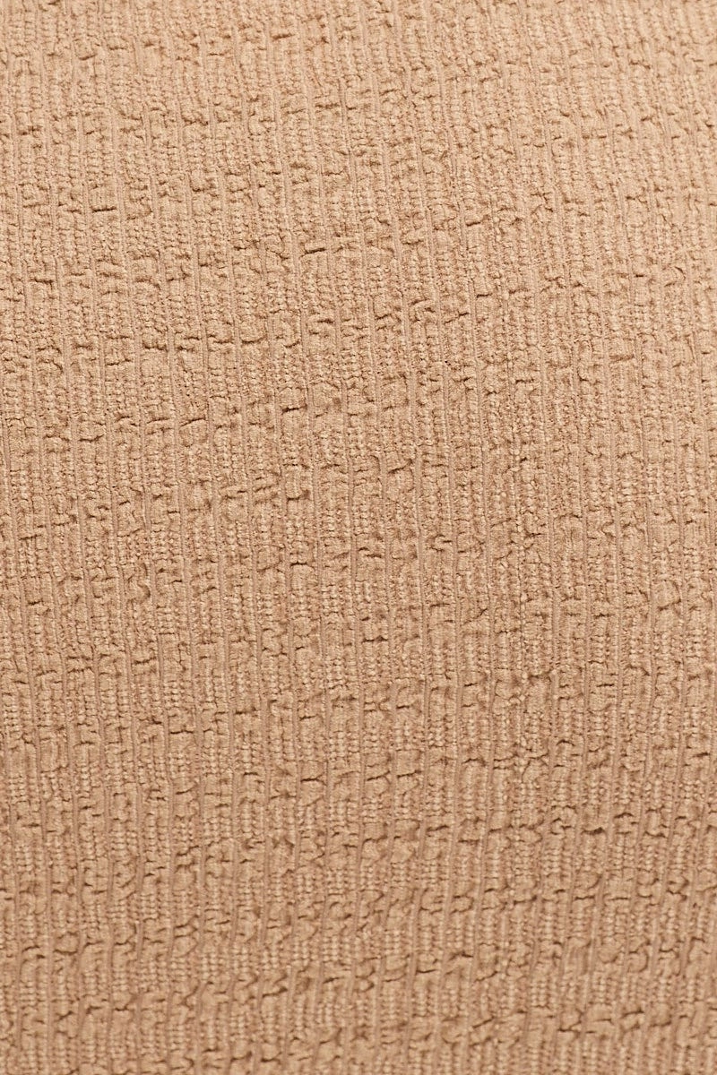 Beige Textured Crop Top Sleeveless