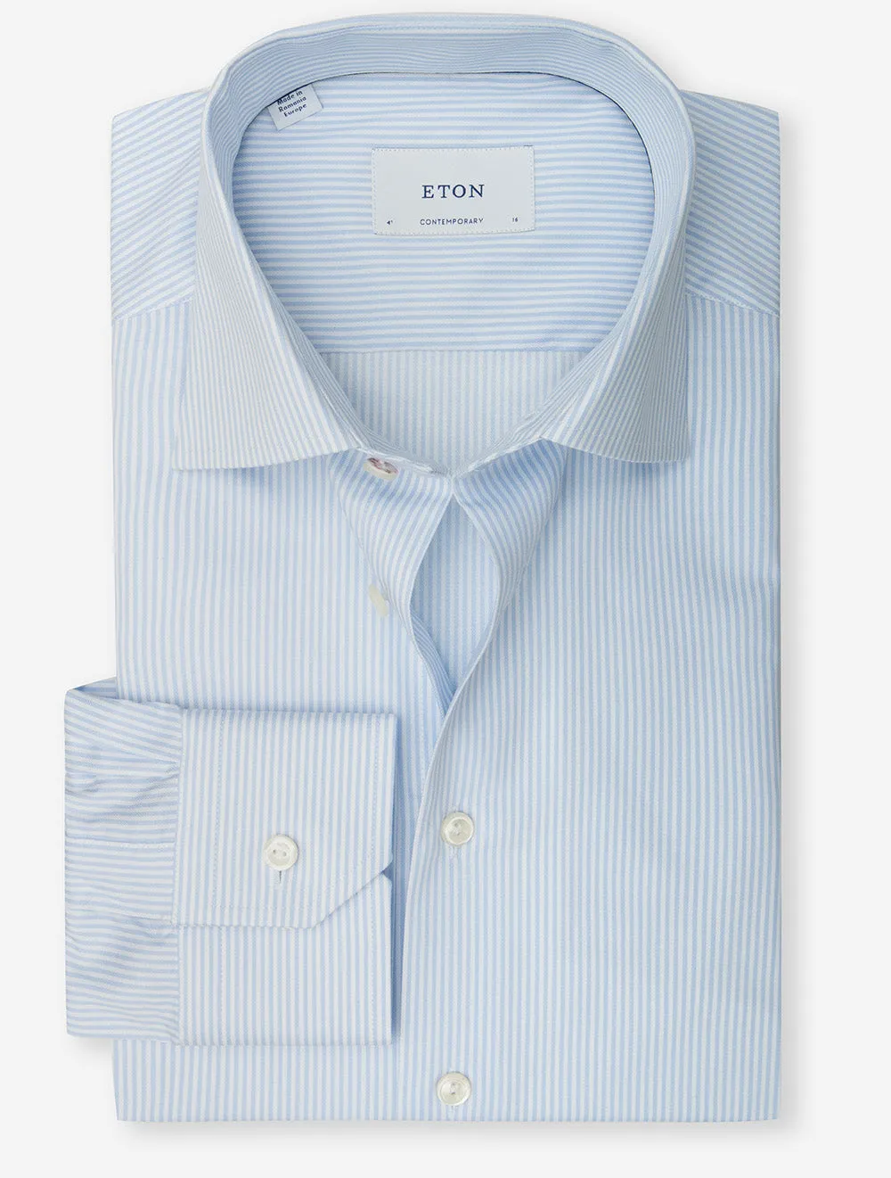 Bengal Striped Cotton Lyocell Contemporary Fit Shirt Blue