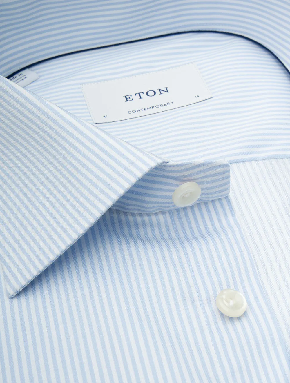Bengal Striped Cotton Lyocell Contemporary Fit Shirt Blue