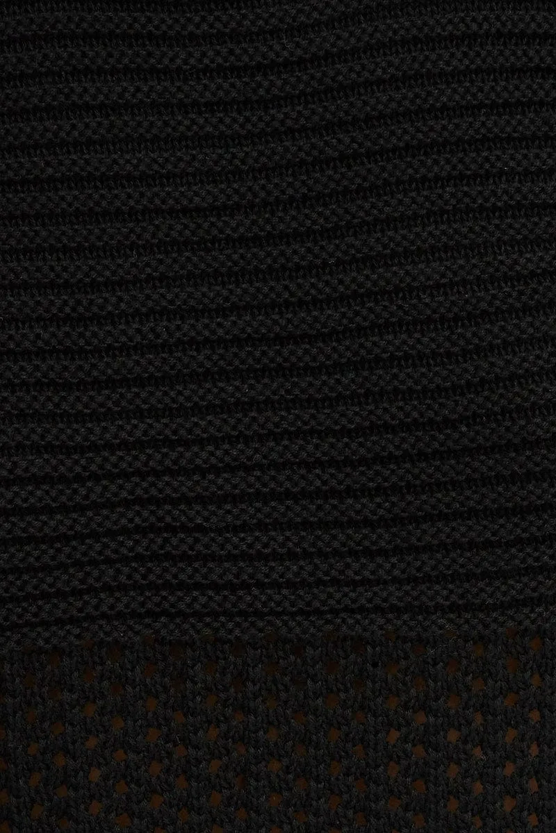 Black Crochet Knit Tank Top