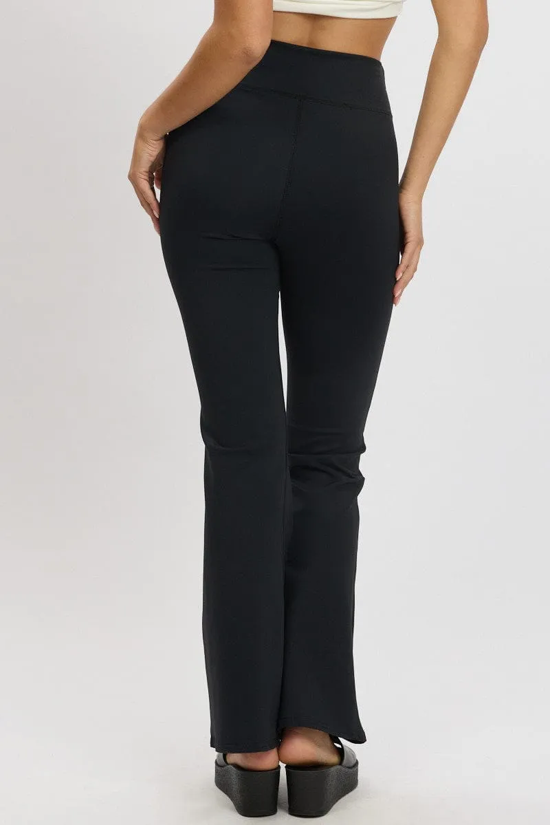 Black Flared Leggings High Rise Pants