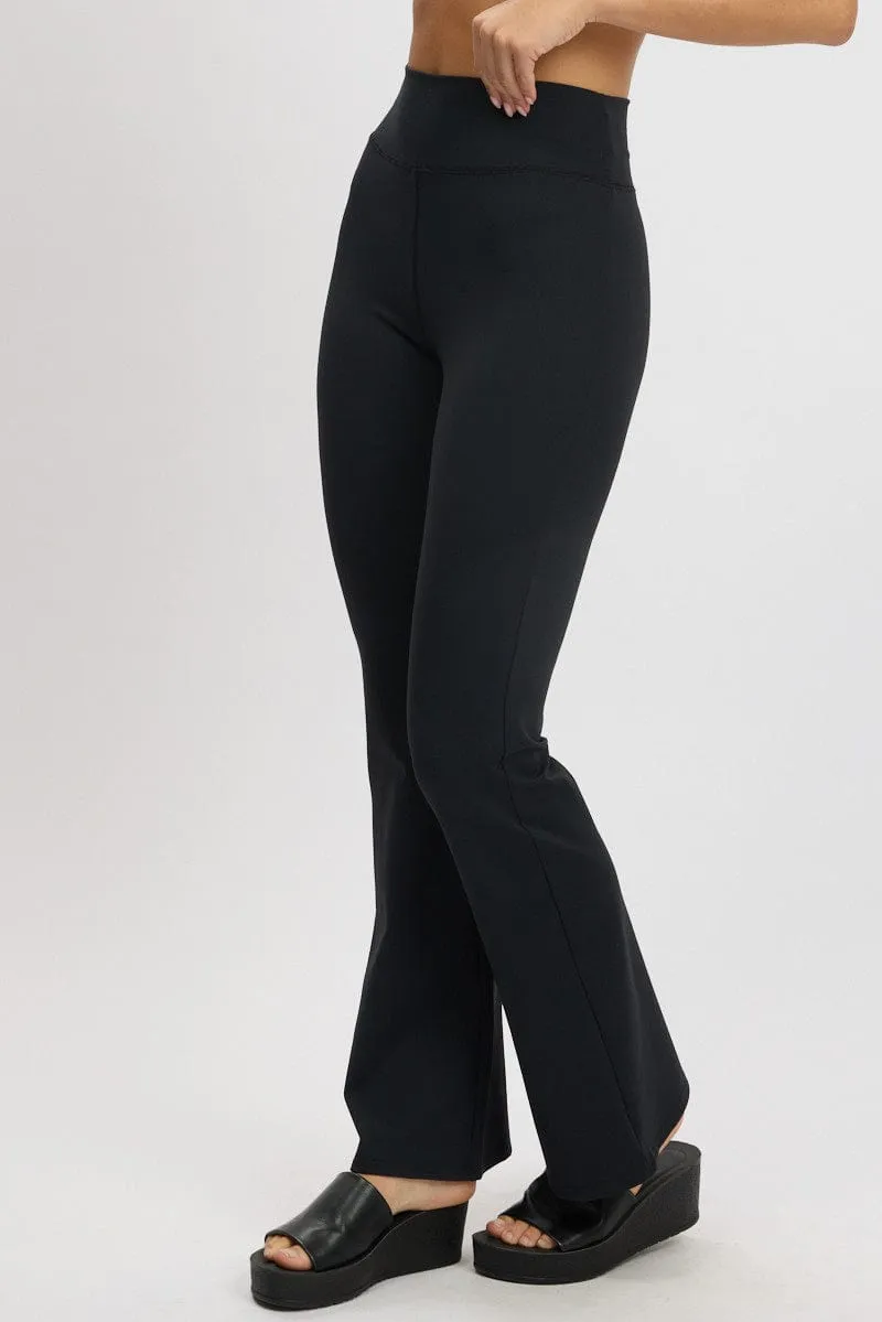 Black Flared Leggings High Rise Pants