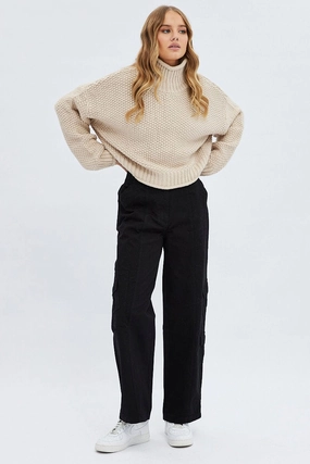 Black Cargo Pants Low Rise