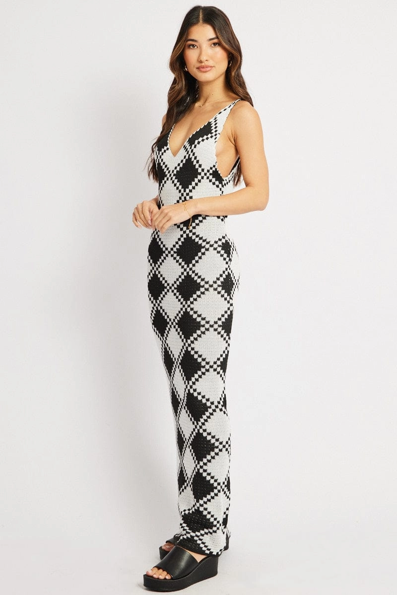 Black Check Beach Dress Cover Up