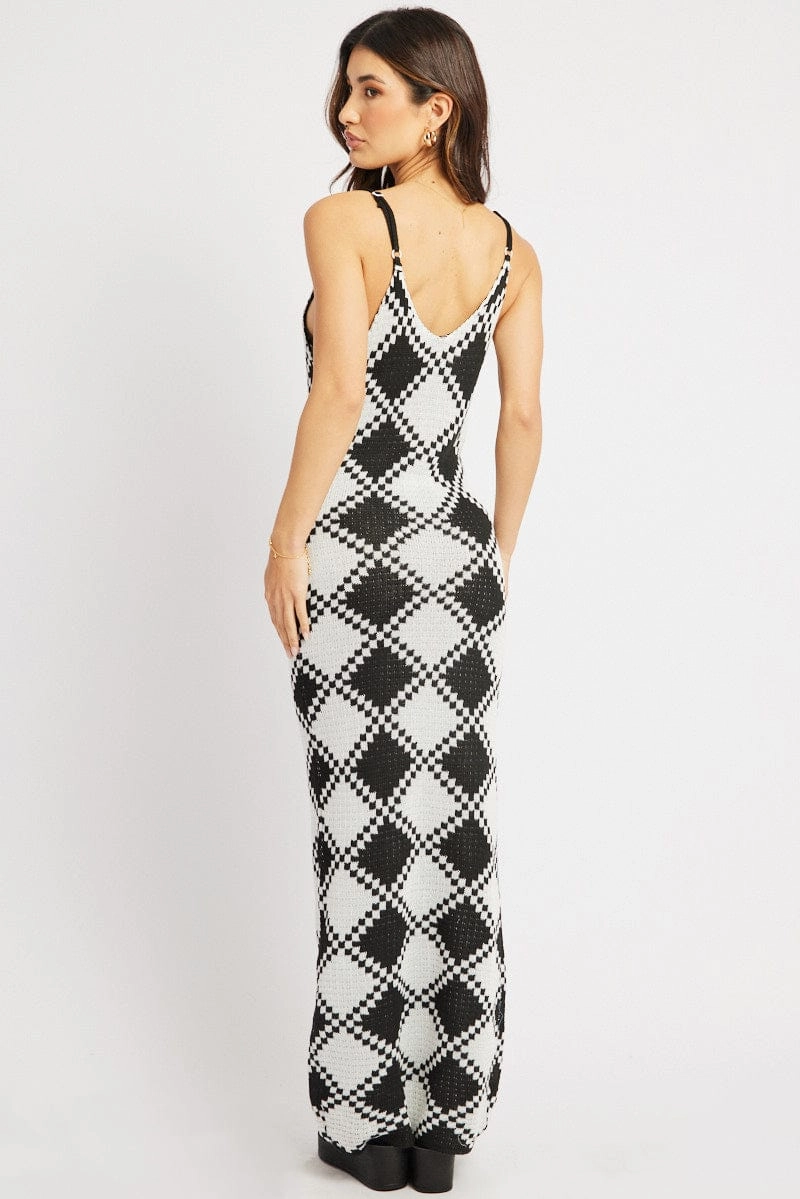 Black Check Beach Dress Cover Up
