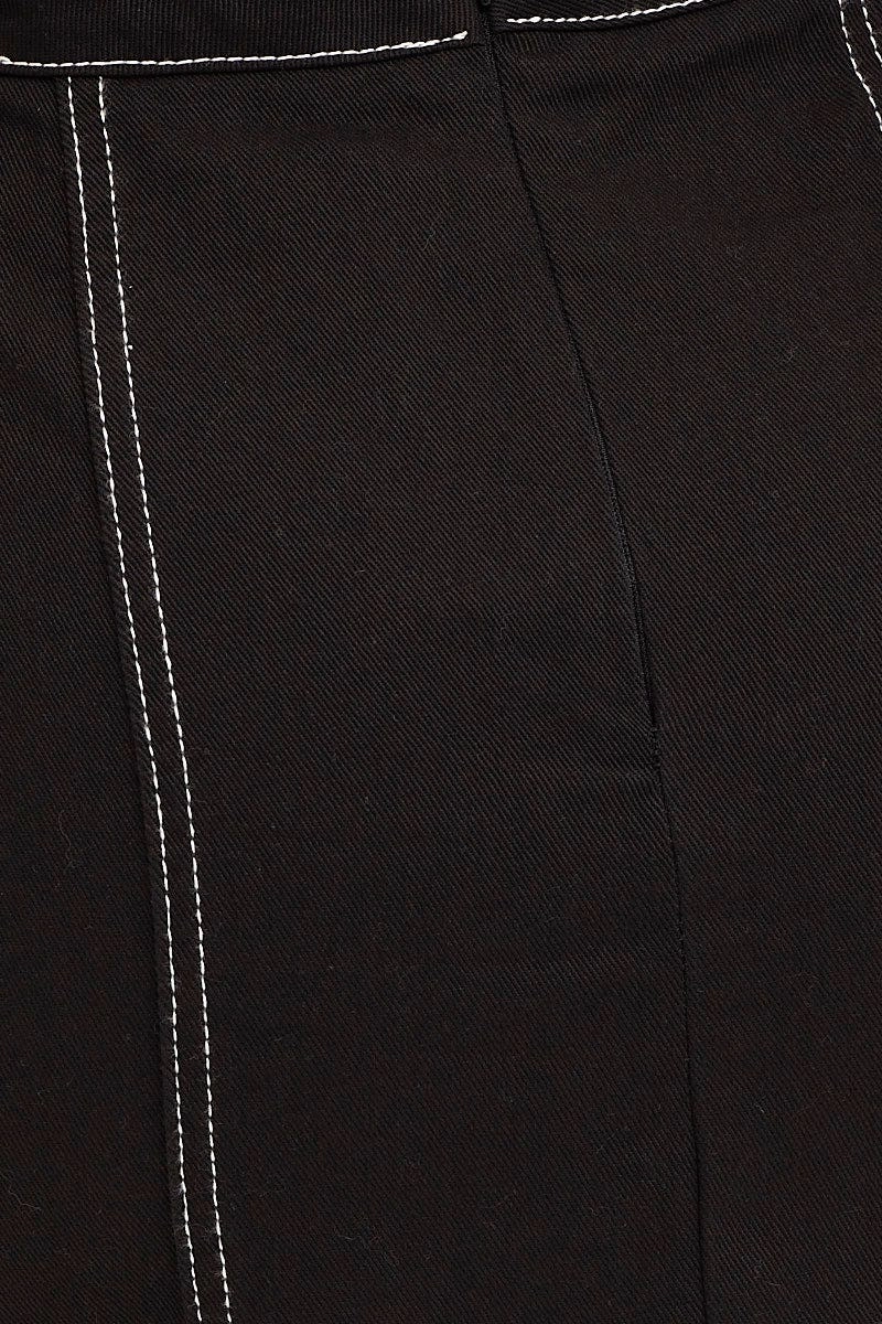 Black Contrast Stitch Mini Skirt