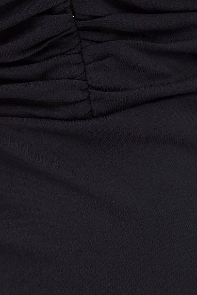 Black Mini Dress Long Sleeve Hook & Eye Bodycon Mesh