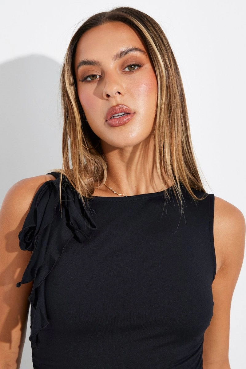 Black Supersoft Top Ruffle