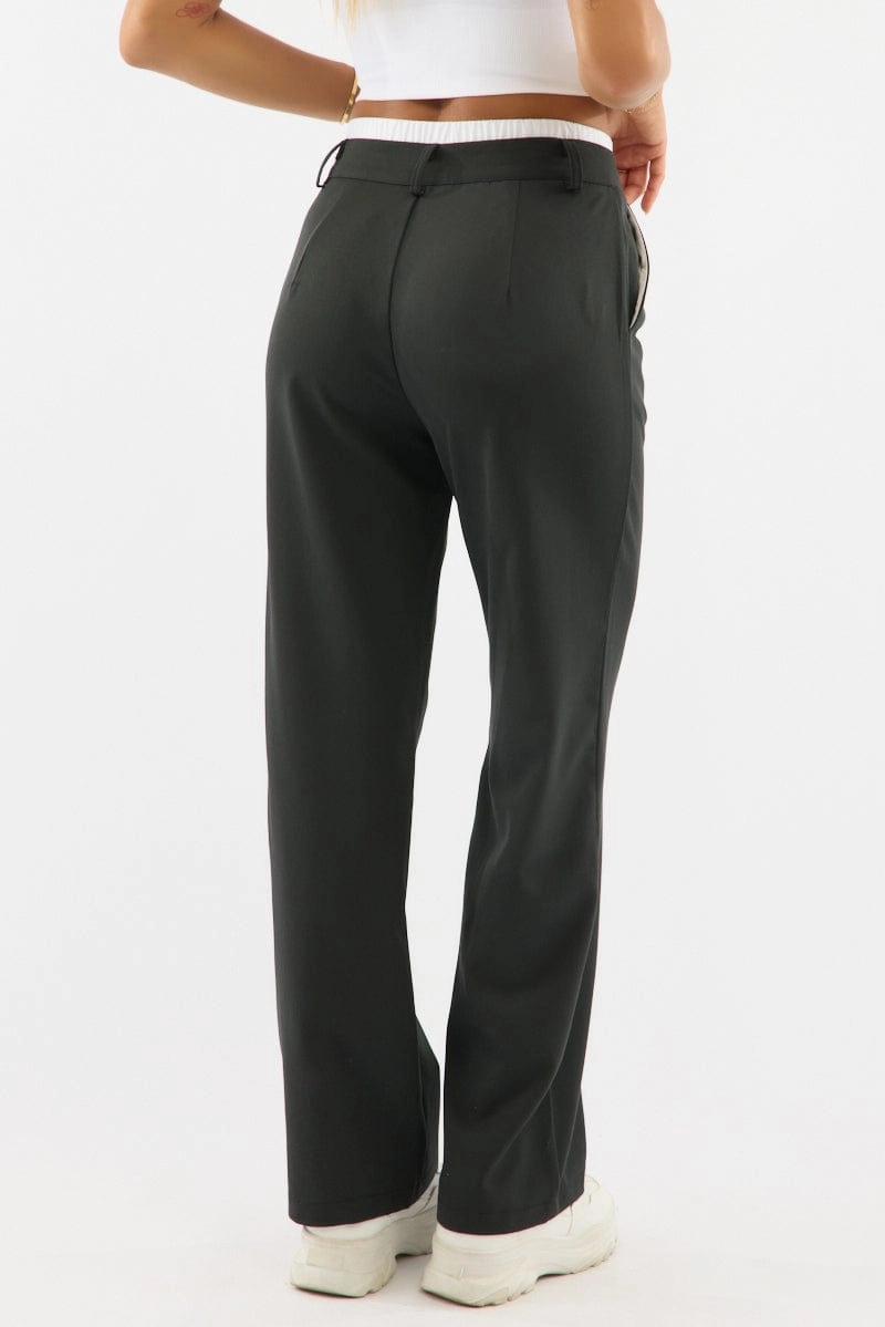 Black Tailored Pants Boxer Wide Leg