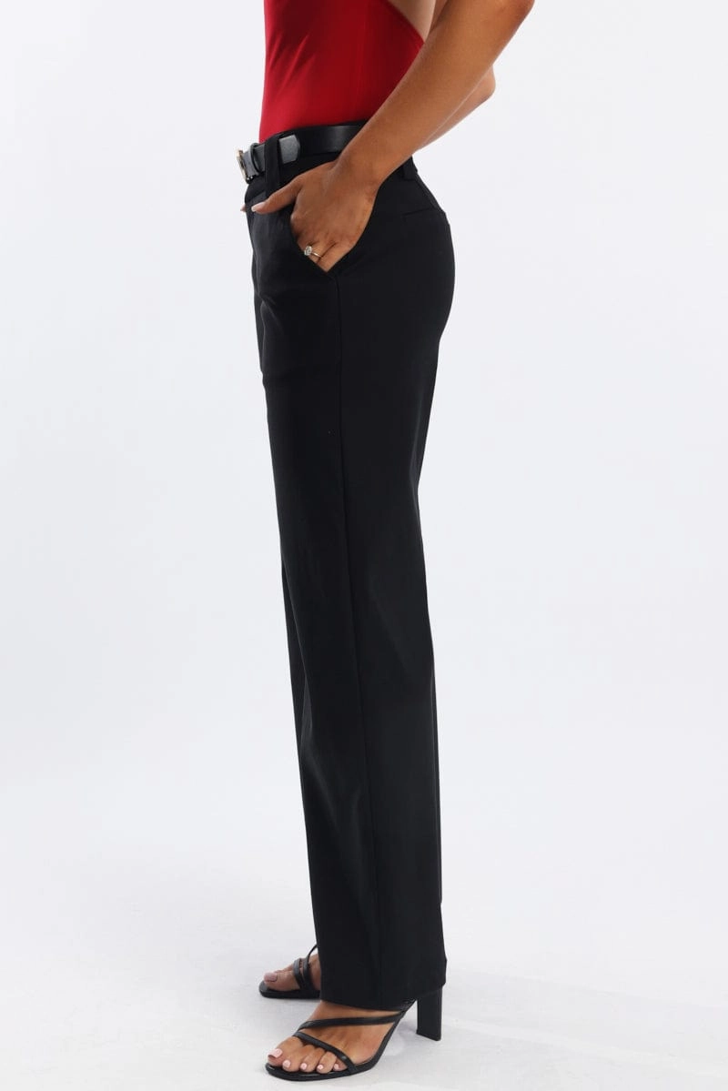 Black Wide Leg Pants Low Rise