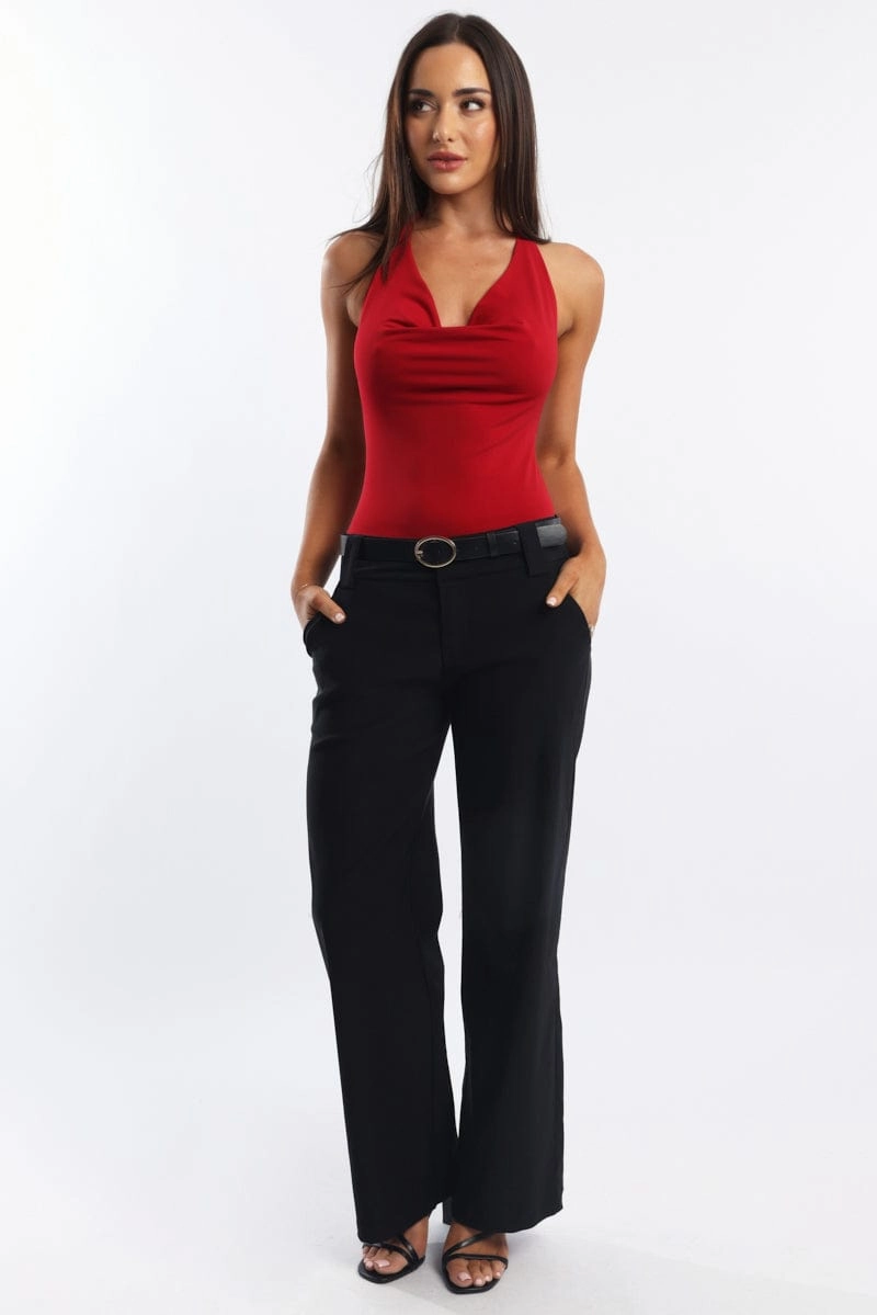 Black Wide Leg Pants Low Rise