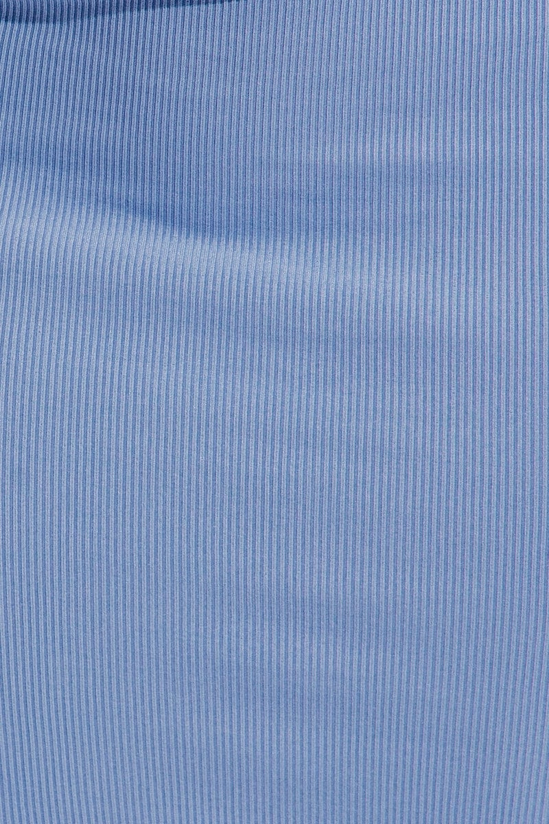 Blue Midi Skirt Bodycon Ring Ribbed