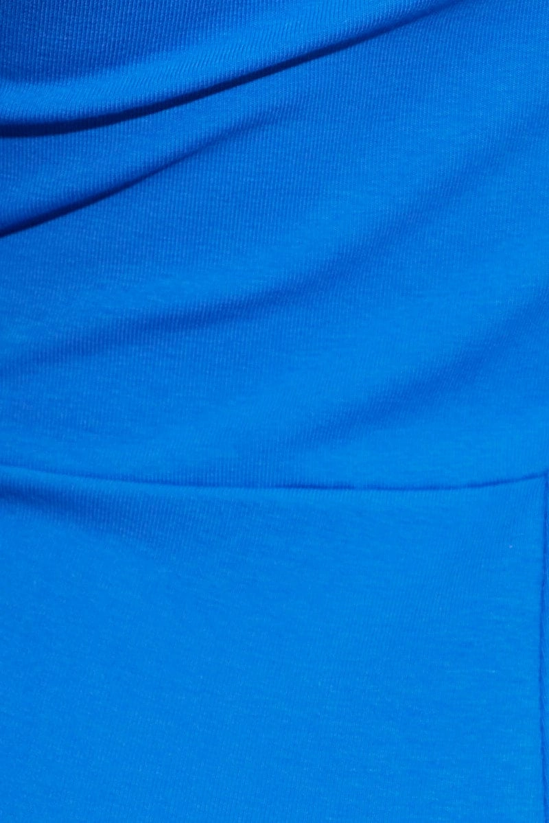 Blue Romper Scoop Neck Cap Sleeve Cotton Unitard