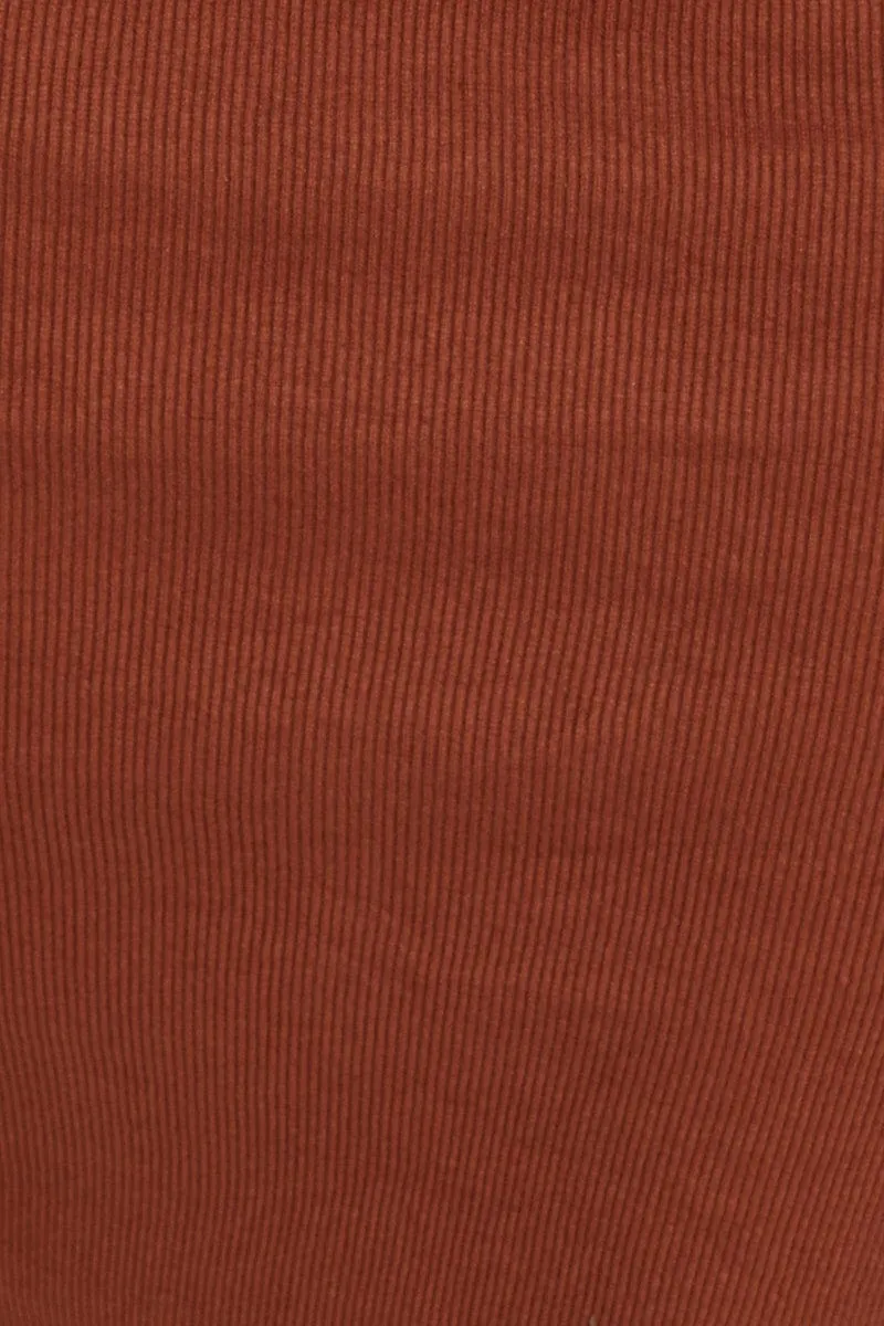 Brown Maxi Skirt Mid Rise Rib Jersey