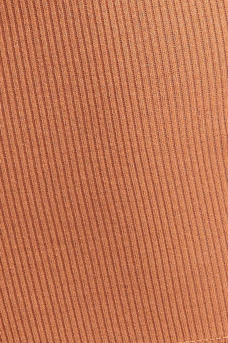 Brown Scarf Top Ribbed