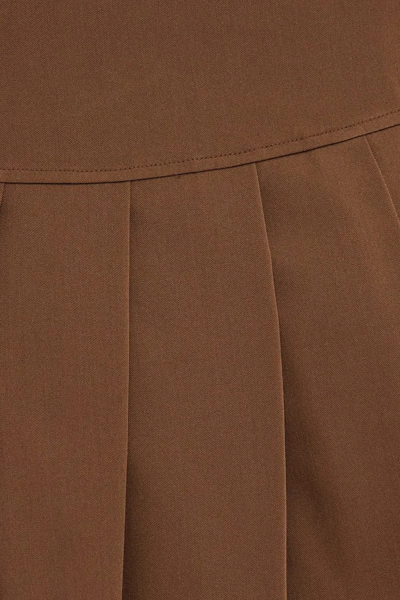 Brown Tie Front Tennis Mini Skirt