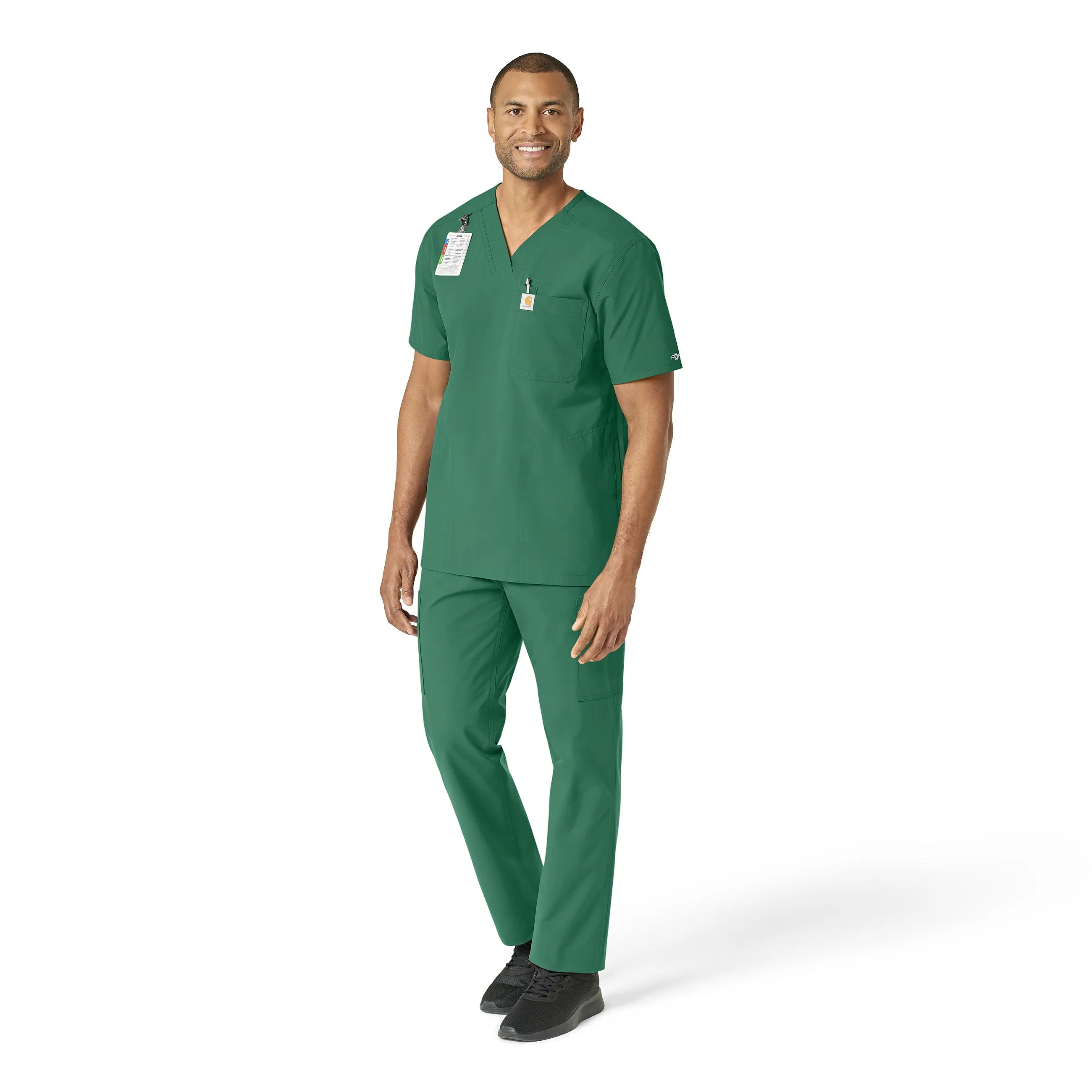 Carhartt Force Essentials Men's V-Neck Shirttail Scrub Top - Hunter