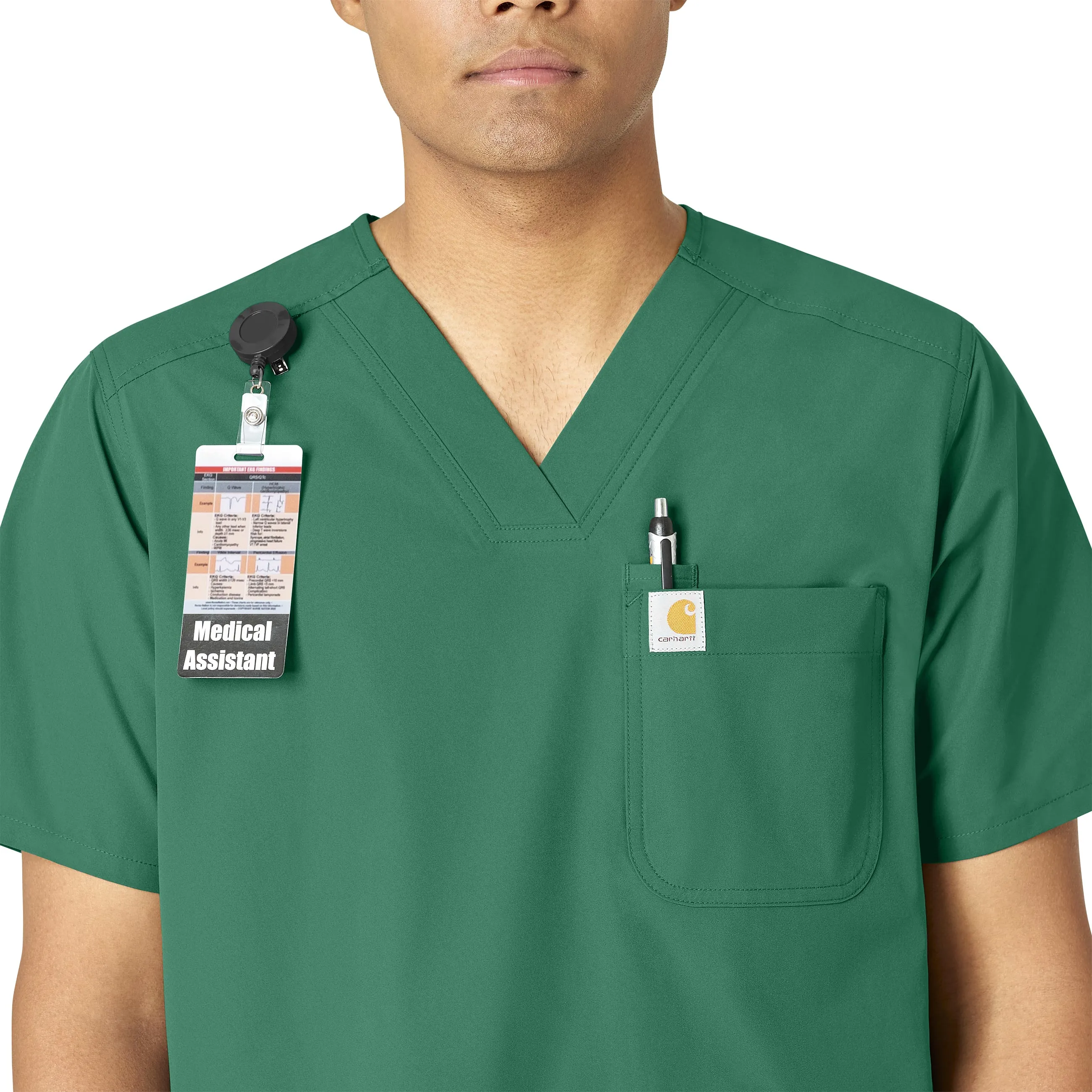 Carhartt Force Essentials Men's V-Neck Shirttail Scrub Top - Hunter