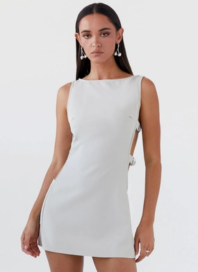 Cherish You Buckle Mini Dress - Grey