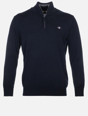 Classic Cotton Half Zip Sweater Evening Blue