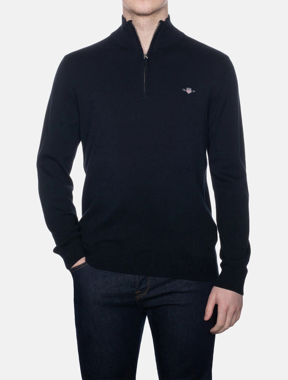 Classic Cotton Half Zip Sweater Evening Blue