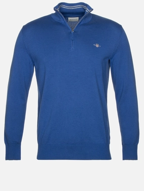 Classic Cotton Half Zip Sweater Rich Blue