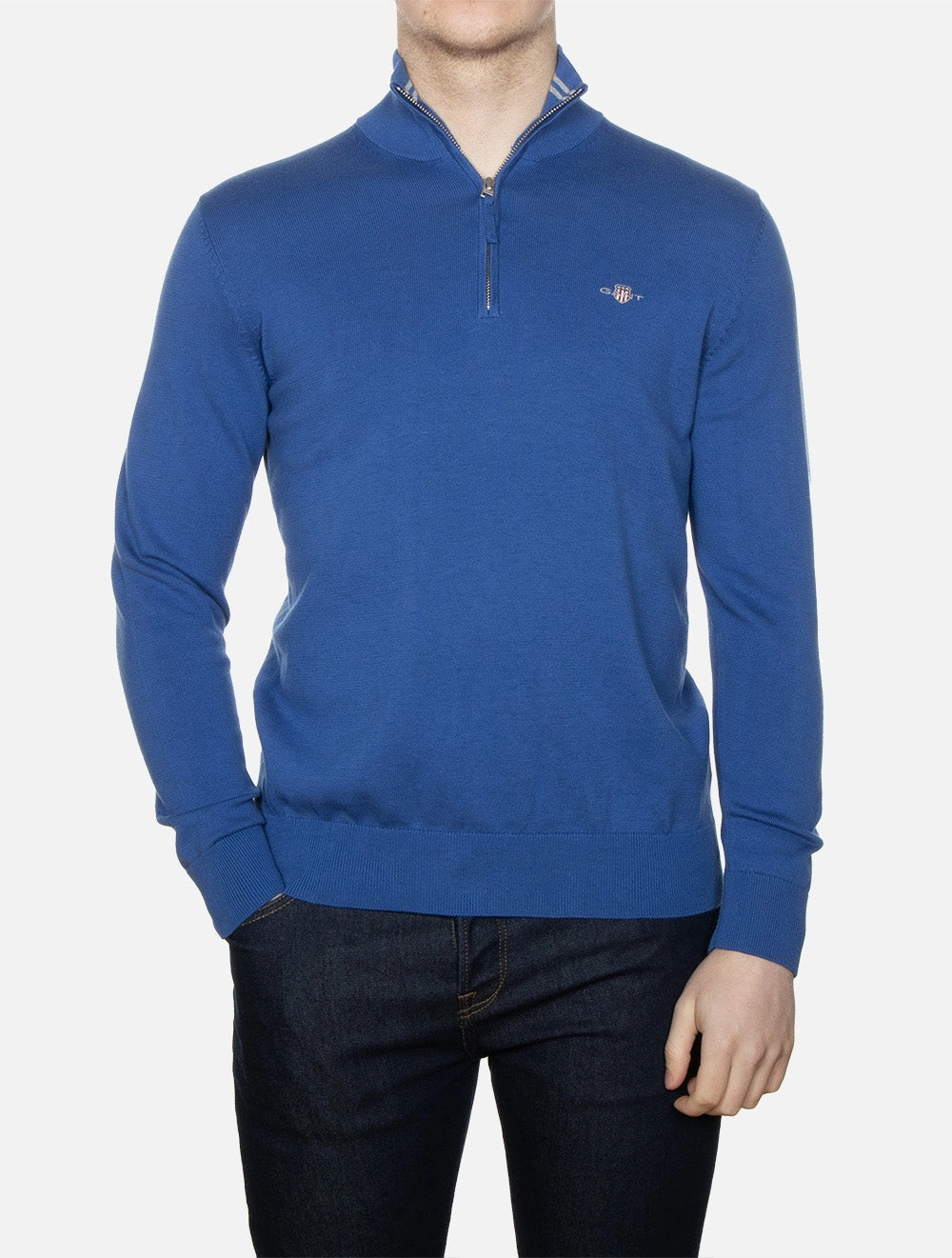 Classic Cotton Half Zip Sweater Rich Blue