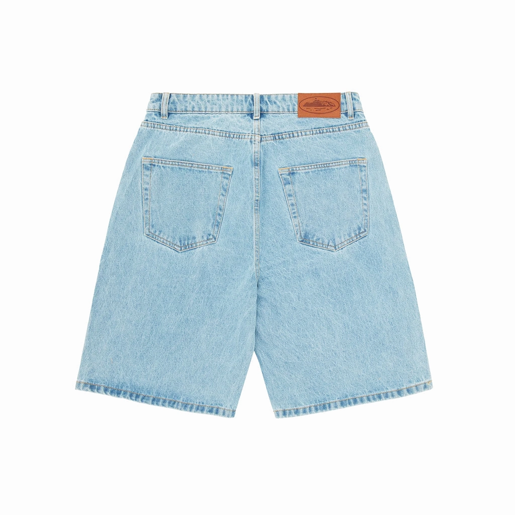 Corteiz Alcatraz Baggy Denim Shorts – Stonewash