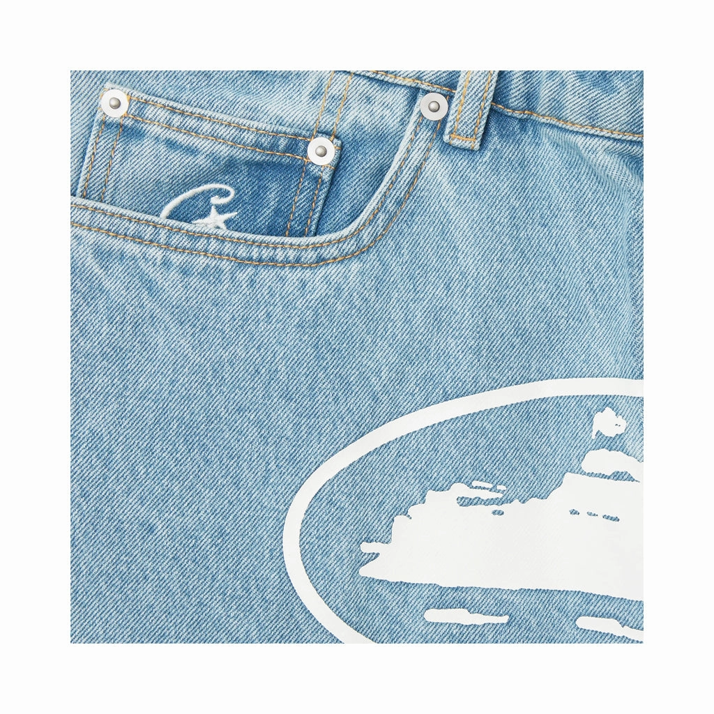 Corteiz Alcatraz Baggy Denim Shorts – Stonewash