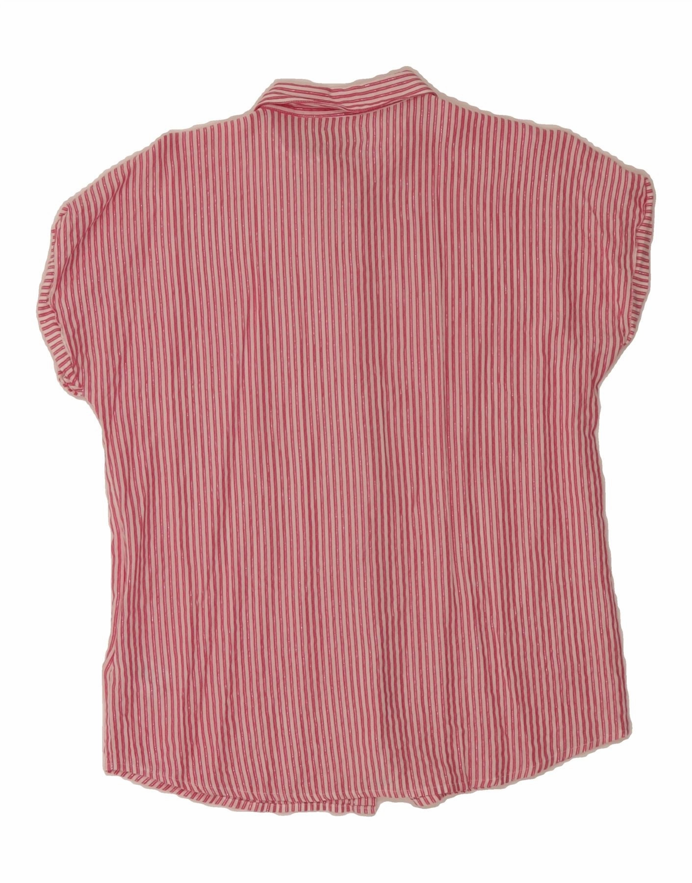 DACK'S Womens Loose Fit Short Sleeve Shirt UK 10 Small Pink Striped Rayon