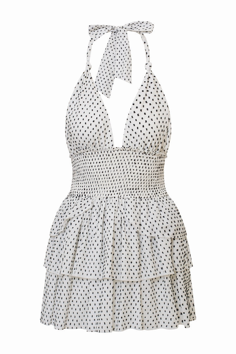 Deanna Polka Dot Halter Mini Dress