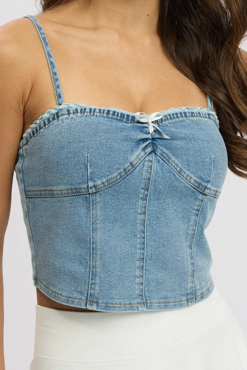 Denim Corset Top Sleeveless Denim