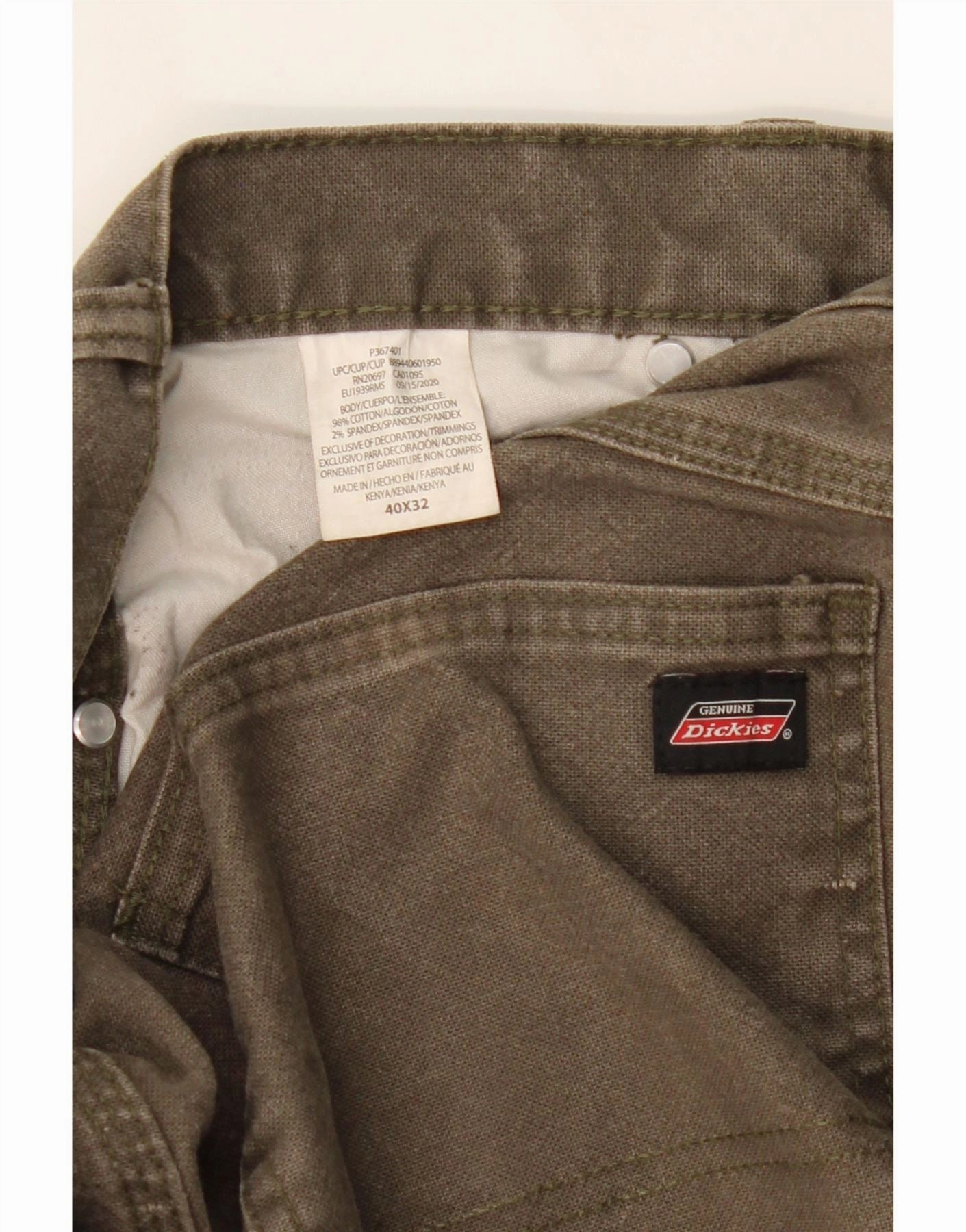 DICKIES Mens Straight Cargo Trousers W40 L32 Beige Cotton