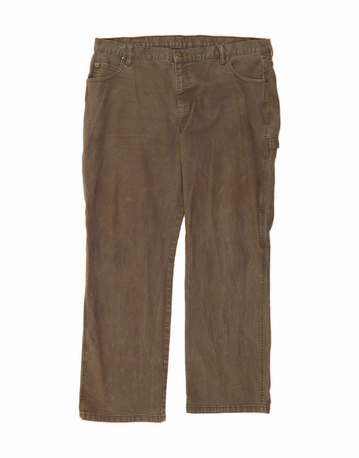 DICKIES Mens Straight Cargo Trousers W40 L32 Beige Cotton