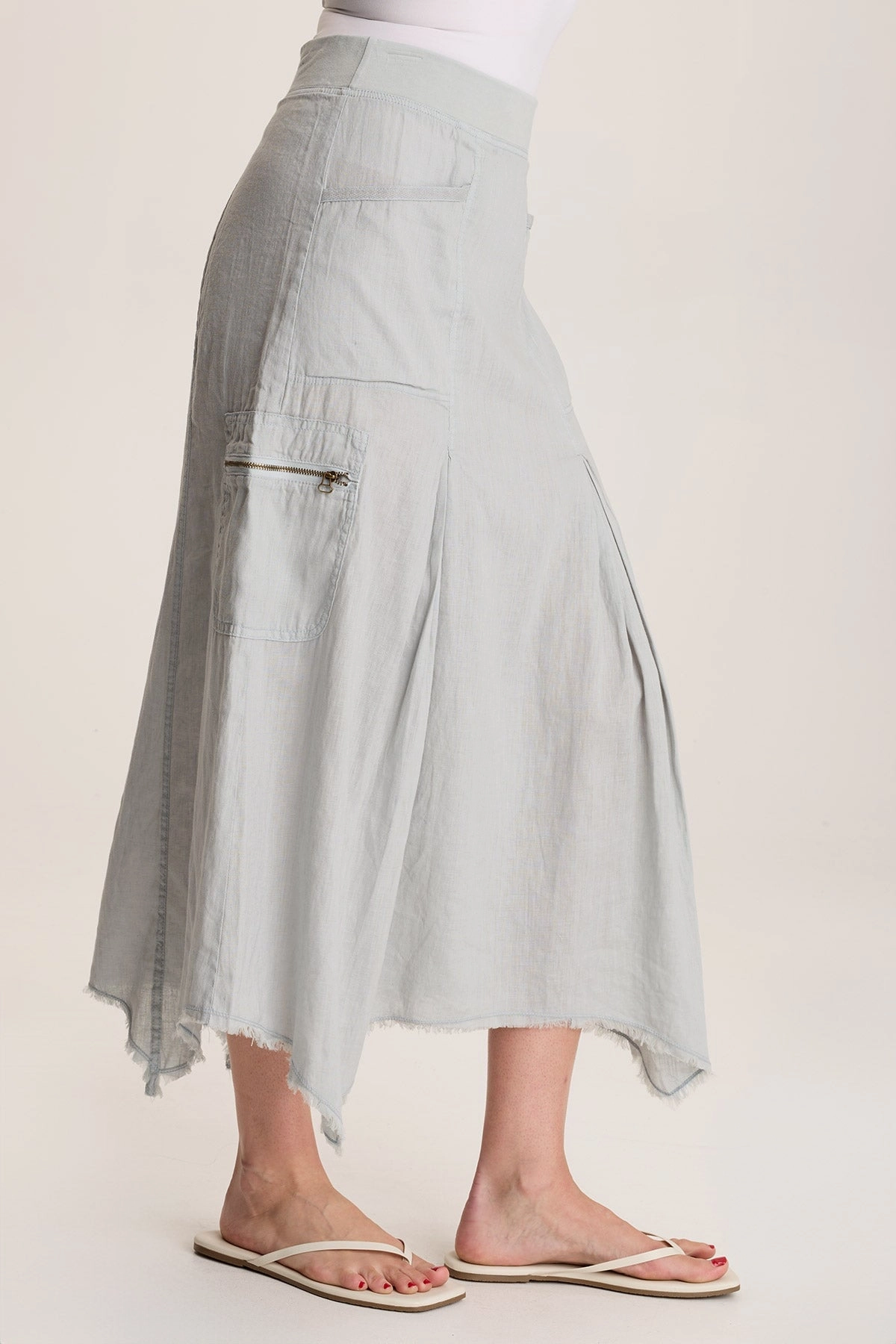 Doak Skirt with Sharkbite Hem and Cargo Pockets