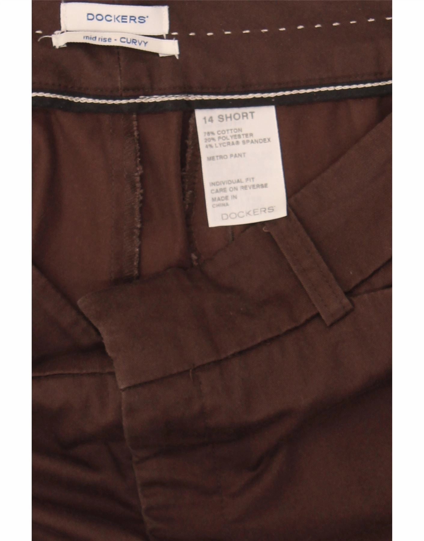DOCKERS Womens Curvy Mid Rise Casual Trousers US 14 XL W34 L29 Brown
