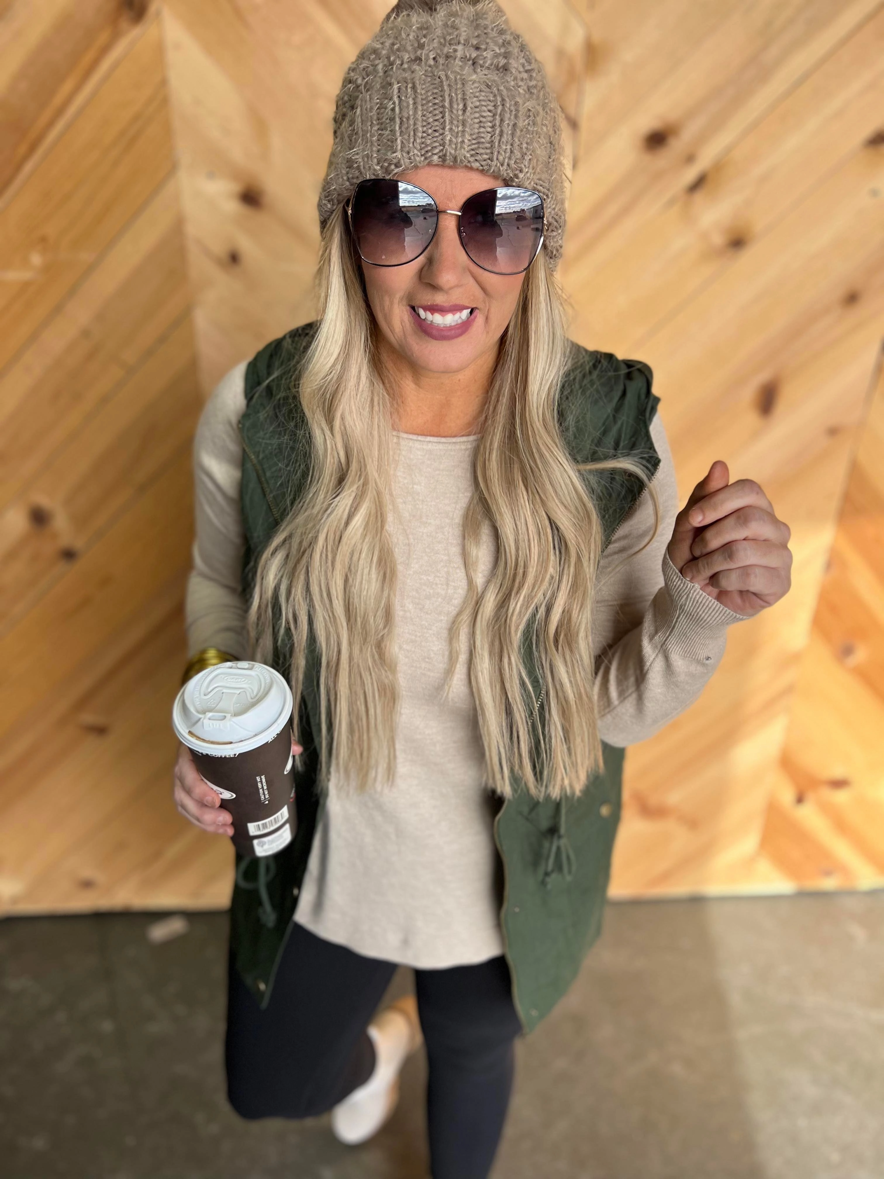 DRAWSTRING WAIST MILITARY HOODIE VEST | ZENANA - Final Sale