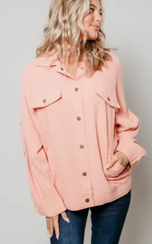 Dusty Coral Button Up Jacket - Final Sale