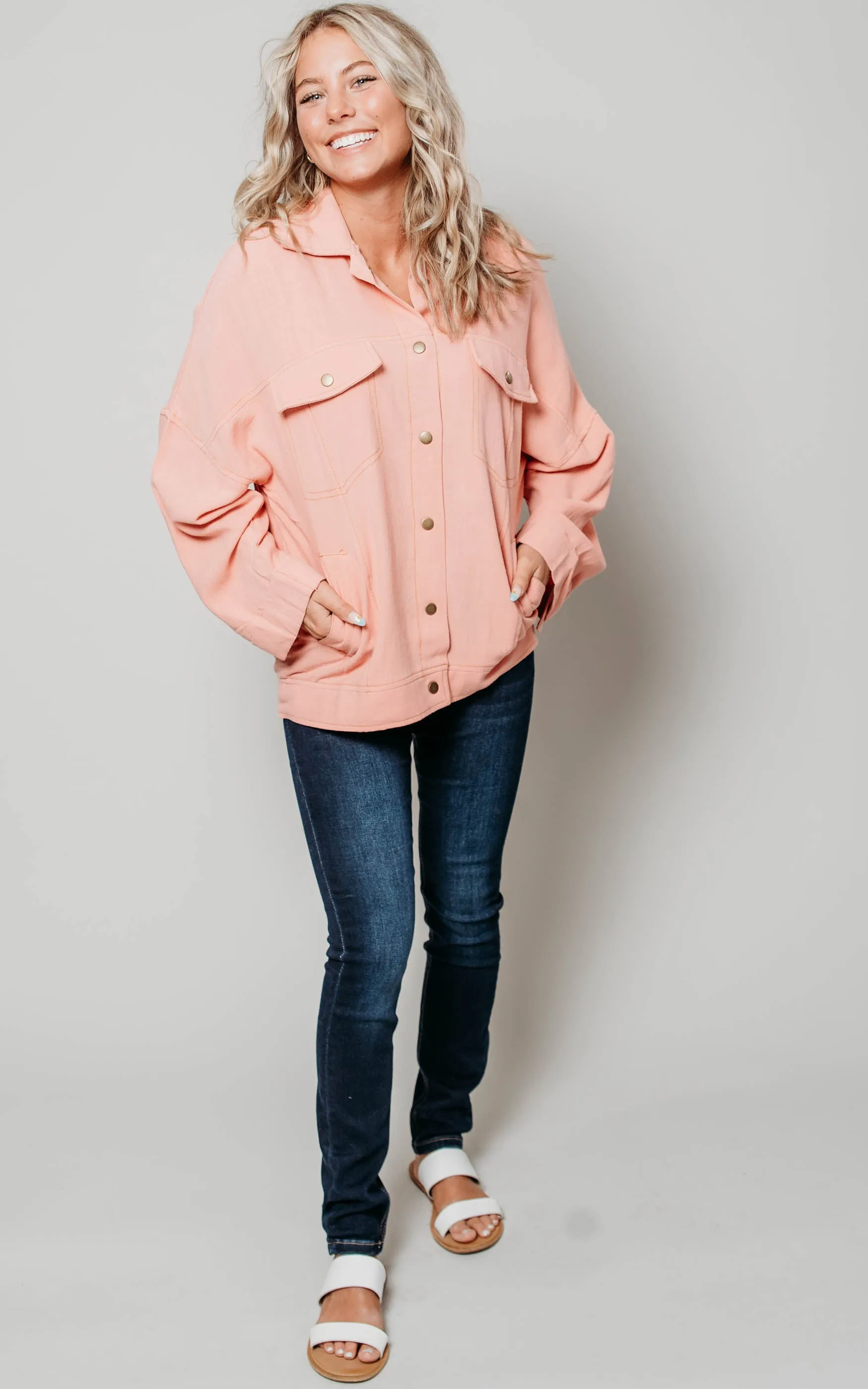 Dusty Coral Button Up Jacket - Final Sale