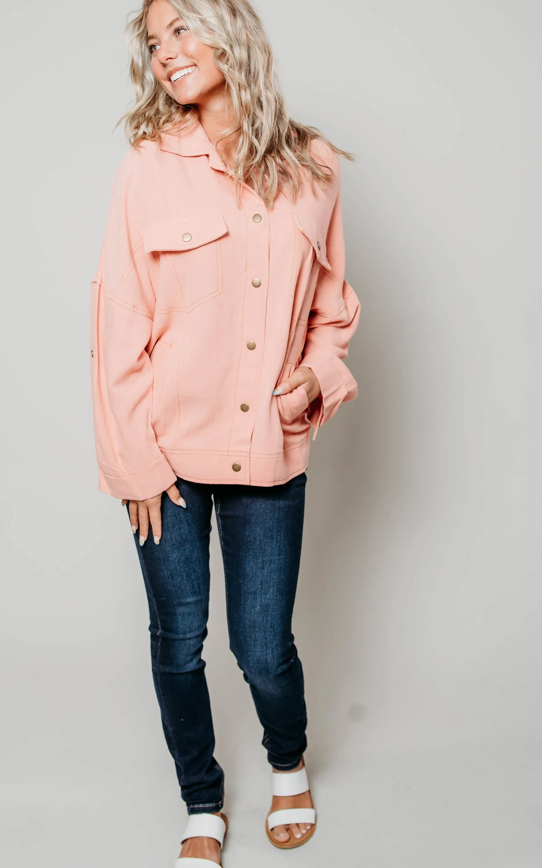 Dusty Coral Button Up Jacket - Final Sale