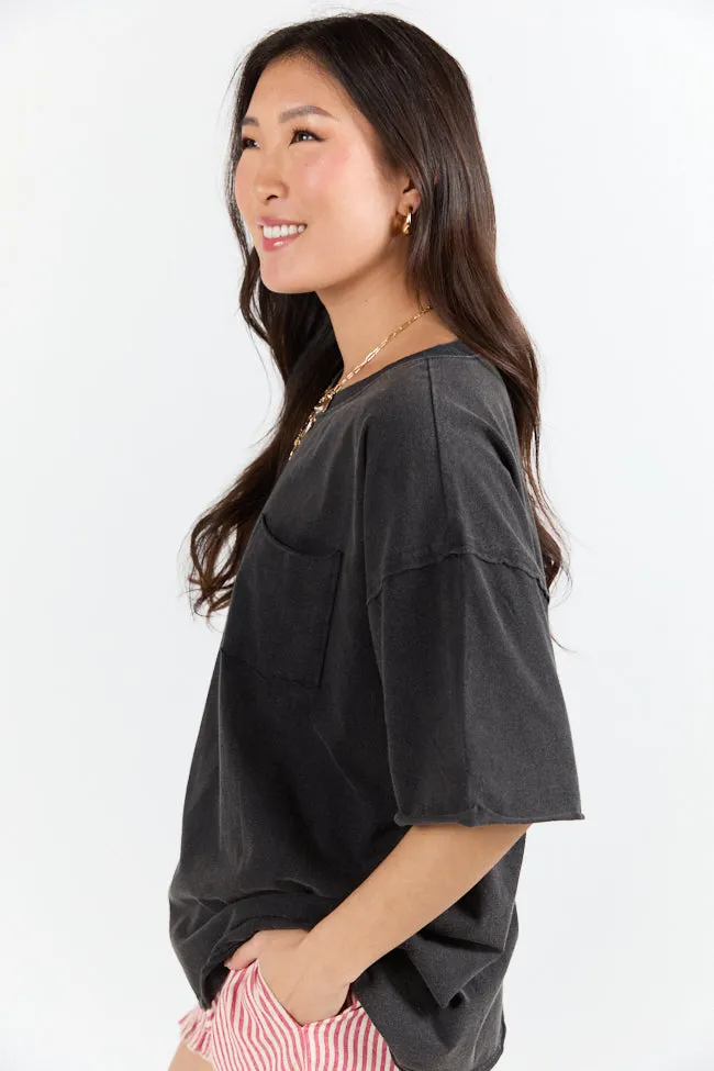 Easy To Style Black Knit Pocket T Shirt