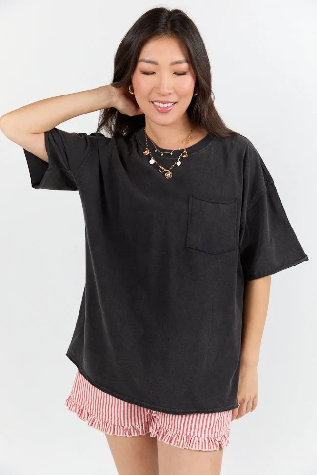 Easy To Style Black Knit Pocket T Shirt