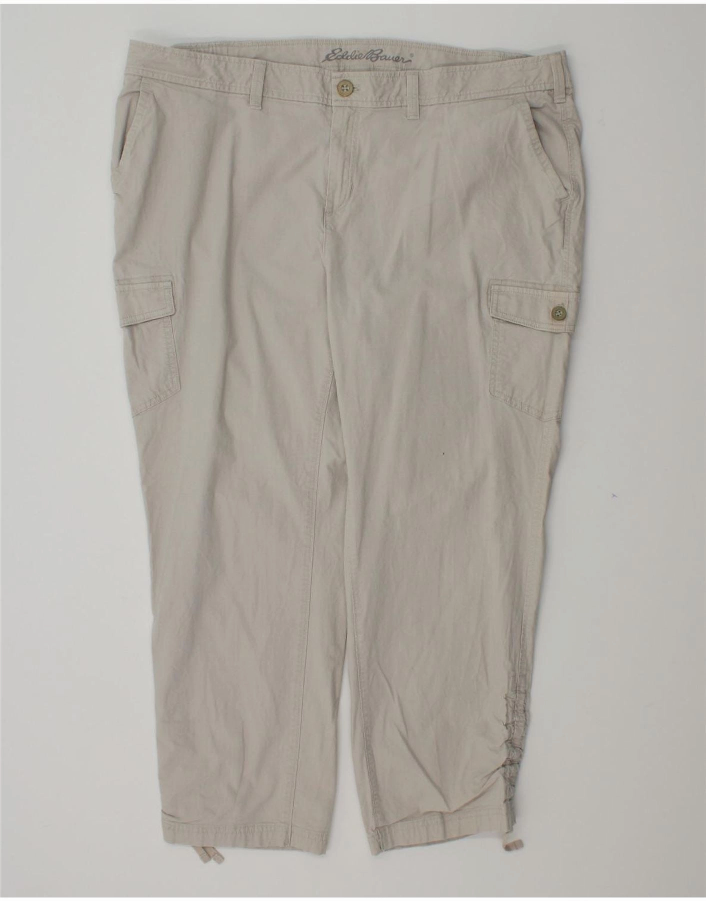 EDDIE BAUER Womens Crop Cargo Trousers US 40 2XL W40 L26 Grey Cotton