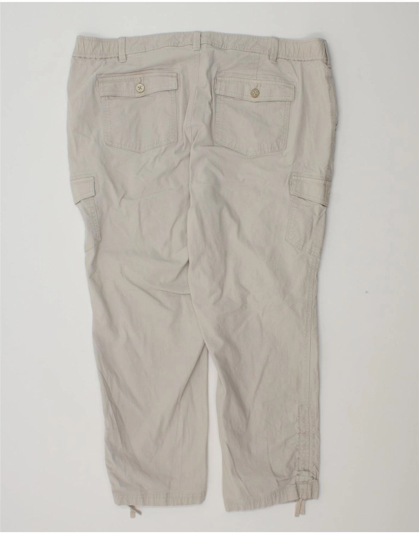 EDDIE BAUER Womens Crop Cargo Trousers US 40 2XL W40 L26 Grey Cotton