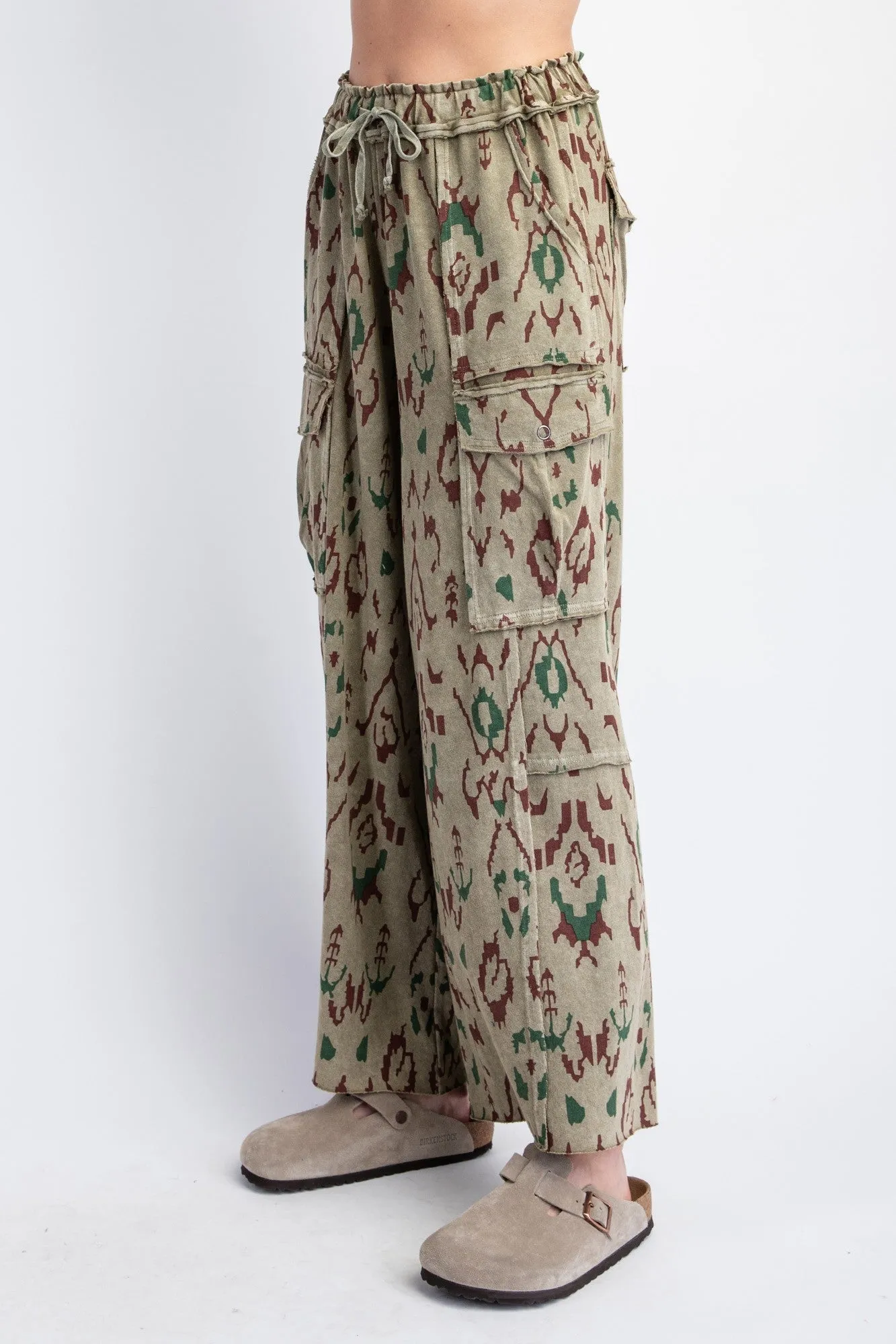 Ethnic Printed Mineral Cargo Pants** - Final Sale